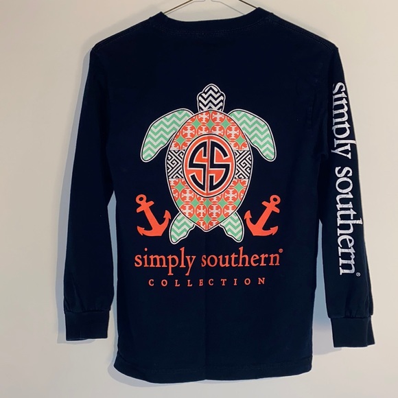 Simply Southern Navy Long Sleeve Turtle T-Shirt - Picture 1 of 2